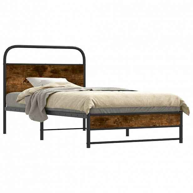vidaXL Rám postele bez matrace 90x190 cm kouřový dub kompozitní dřevo