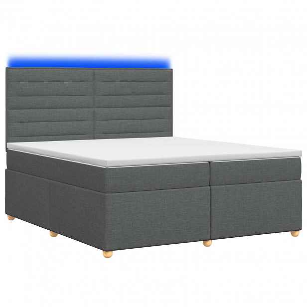 vidaXL Postel boxspring s matrací Tmavě šedá 200 x 200 cm Textil