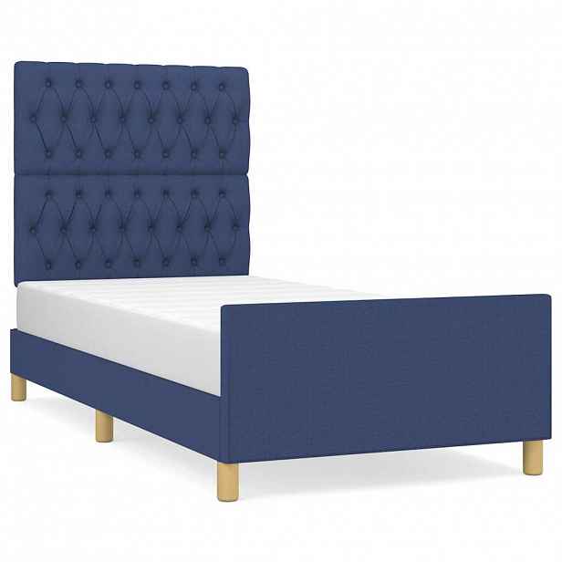 vidaXL Rám postele bez matrací modrá 90x190 cm textil