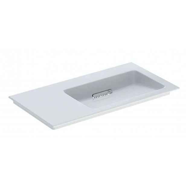 Geberit ONE - Umyvadlo nábytkové 90x48x13 cm, skrytý přepad, bez otvoru pro baterii, vodorovný odtok, KeraTect, bílá 505.013.00.1