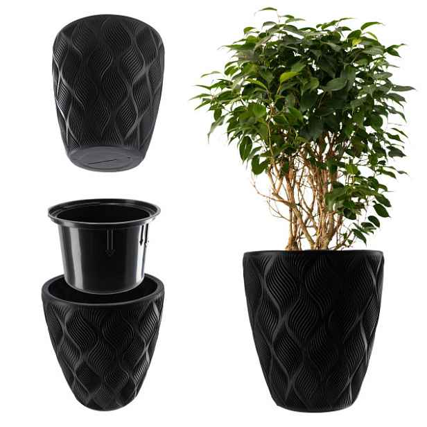 Květináč Květináč S Vkladem 32cm Obal Plastový Záhon Vysoký