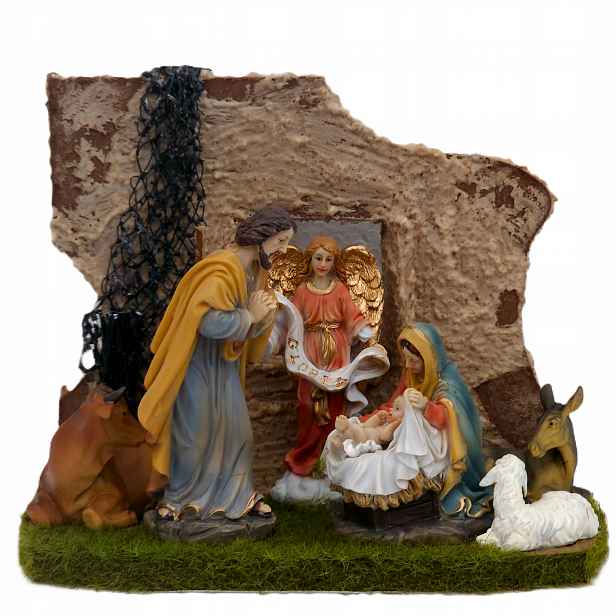Vánoční Betlém S Figurkami Svatého Josefa 10 cm vysoký 18x10 cm 15 cm vysoký