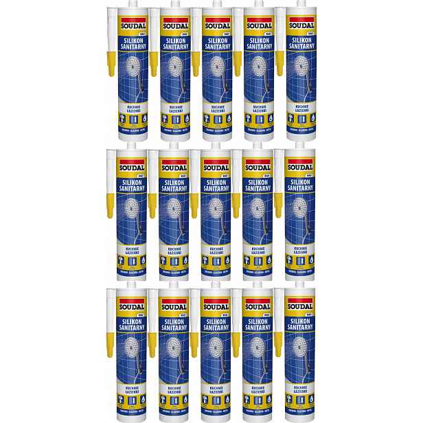 15ks Soudal Sanitární silikon Bílý 280 ml