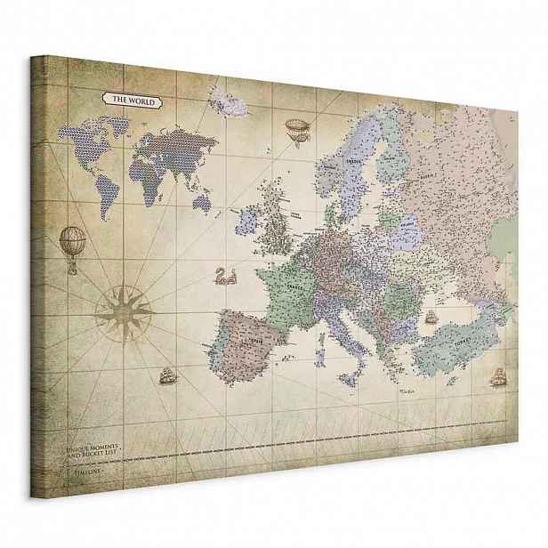 artgeist MALBA NA PLÁTNĚ, ostatní, mapa světa, 90/60/1.2 cm