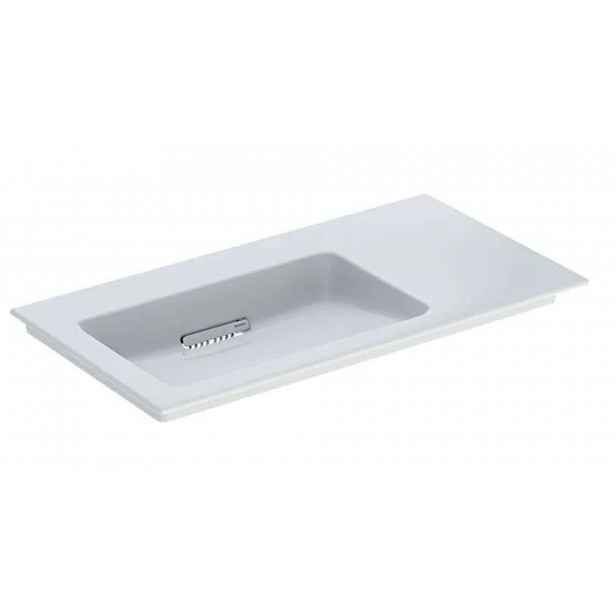 Geberit ONE - Umyvadlo nábytkové 90x48x13 cm, skrytý přepad, bez otvoru pro baterii, vodorovný odtok, KeraTect, bílá 505.008.00.1