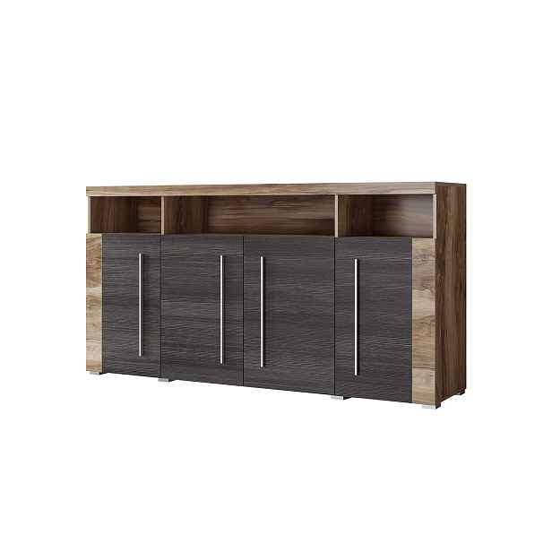 Komoda TYLTA 4D, ořech satin/touchwood
