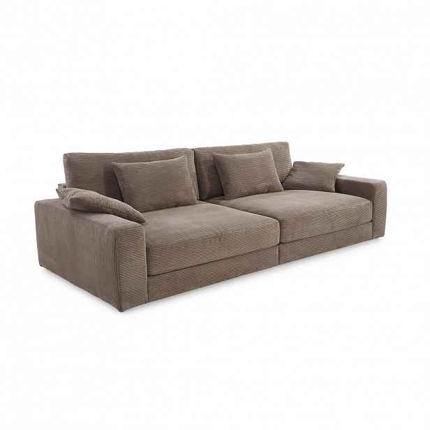 luma-home BIG-SOFA s pružinovým jádrem, Š290/H135/V90 cm, extra hluboká, ležecká plocha 122x240 cm, kordová látka hnědá taupe / 15252