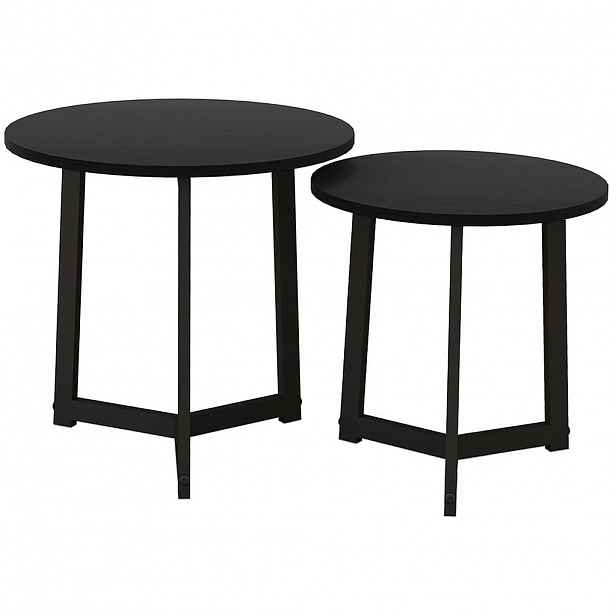 OKWISH SADA konferenčních stolků 48/48/45 cm černá z oceli se zasouvacím designem