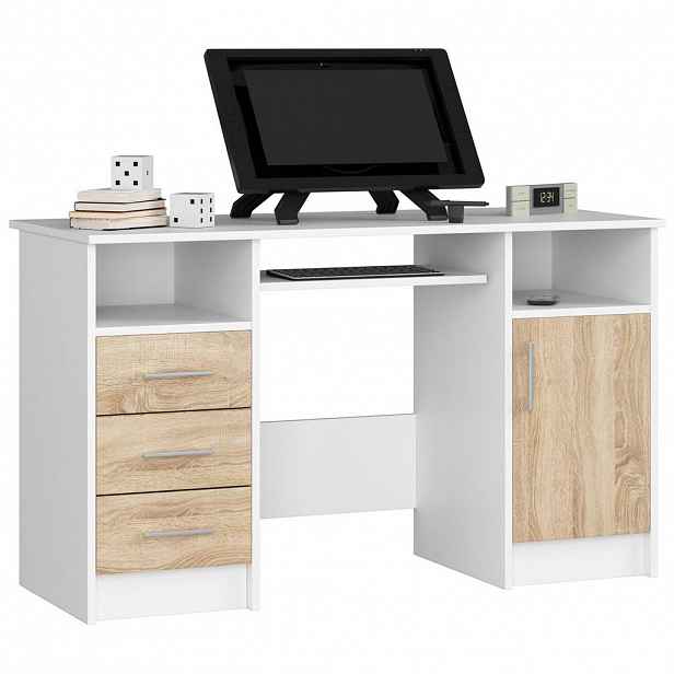 RAUMHIRSCH FURNITURE PSACÍ STŮL Bílá, dub Sonoma 74/124/52