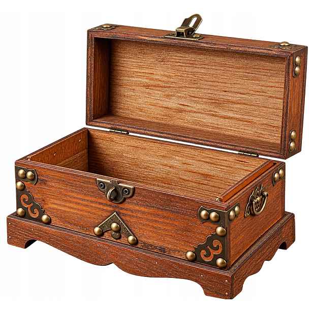 Dřevěná krabička Kufřík Vintage Retro s visacím zámkem na poklady Dárek