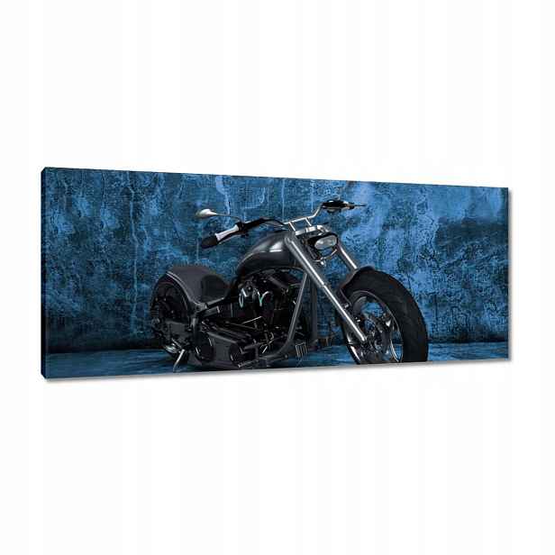 Obrazy 100x40 Modrá stěna Motocykl