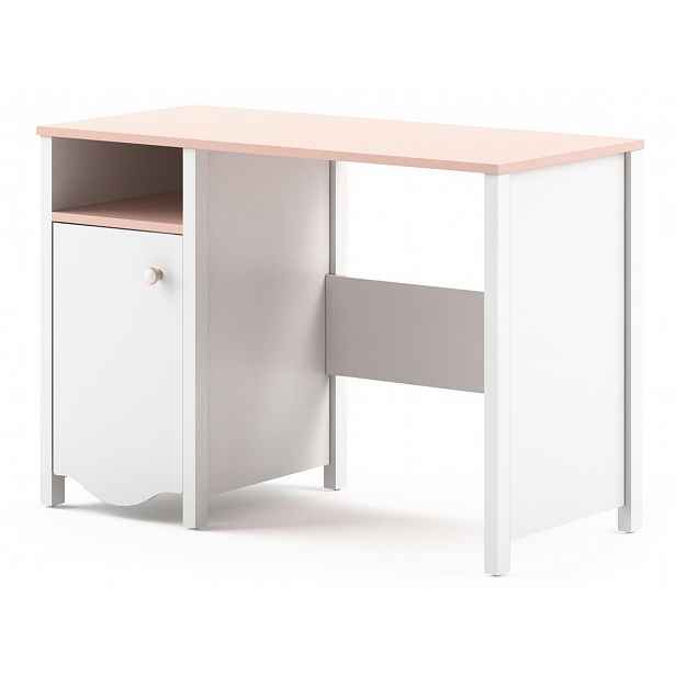 Pracovní stůl 1D1S MIA MI-03, bílý/růžový