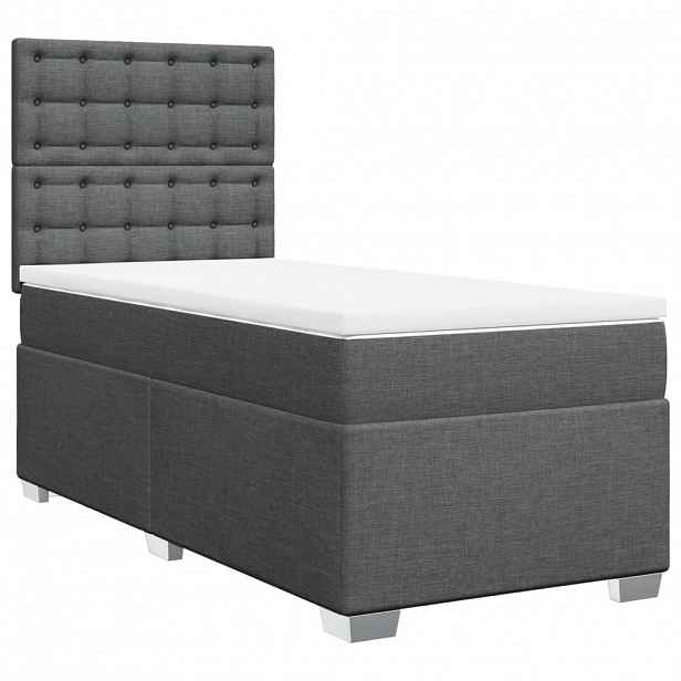 vidaXL Box spring postel s matrací tmavě šedá 90x200 cm textil