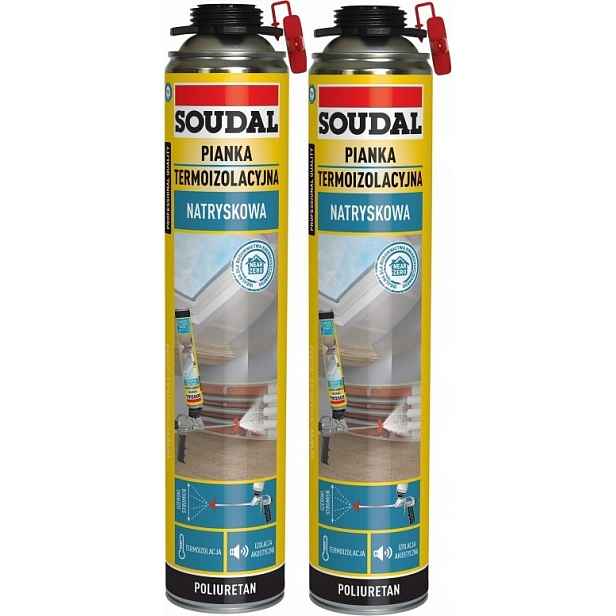 2ks Soudal Pur Termoizolační Akustická Stříkací Pěna 700 ml