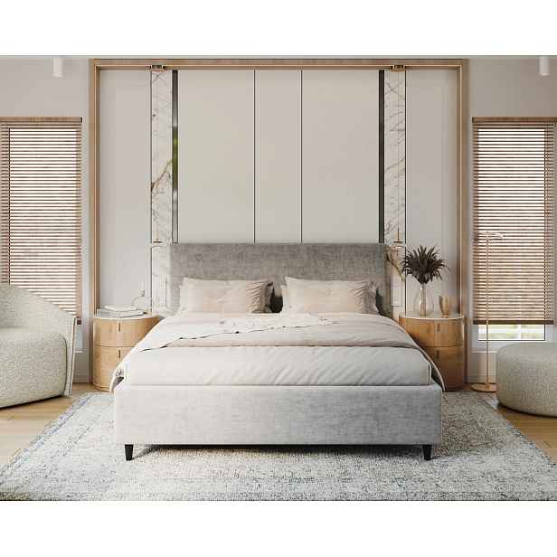 FDM Čalouněná postel Line Plus se zvedacím roštem Nano Velvet šedá, velikost 90x200