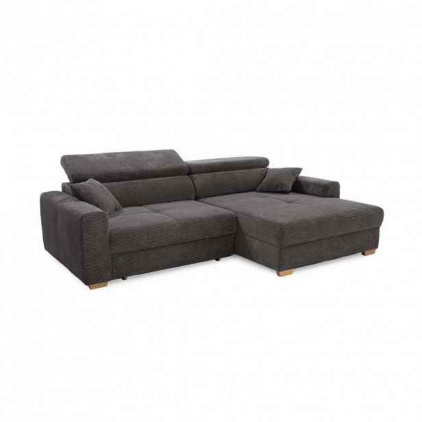 luma-home ROHOVÁ POHOVKA s elektrickým nastavením hloubky sedáku, nastavitelnými opěrkami hlavy, 277 × 187 × 109 cm (Š×H×V), manšestr tmavě šedý / 154