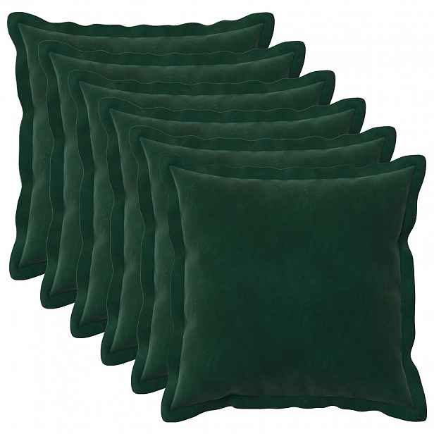 vidaXL Povlak na polštář 6 pcs HOUTEN Tmavě zelená 40 x 40 cm Samet