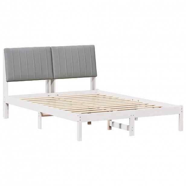 vidaXL Rám postele s čelo Bílá 135 x 190 cm Masivní borové dřevo