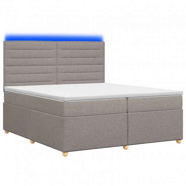vidaXL Postel boxspring s matrací s čelo Taupe 200 x 200 cm Textil