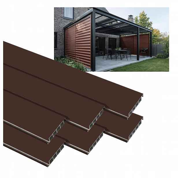 6 X Pohyblivá Prkna Pro Žaluzie Shutters Panel Altán Pergola Hnědá 150 CM