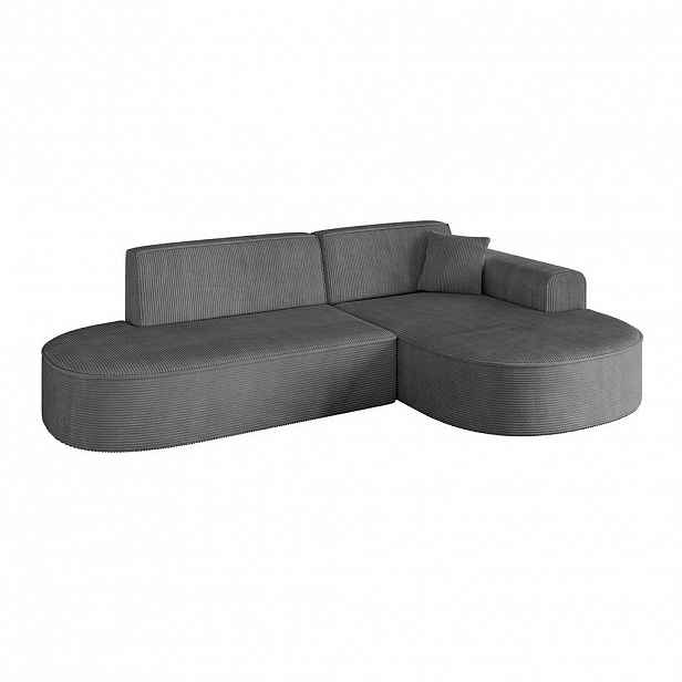 ALTDECOR ROHOVÁ SEDACÍ SOUPRAVA s otomanem vpravo MARI-L1 – 243 × 171 × 79 cm, tmavě šedý manšestr