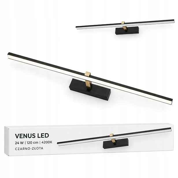 Do obchodu Venus 24W 120 cm černo-zlatá Led lampa nad vitrínu 4200K IP44