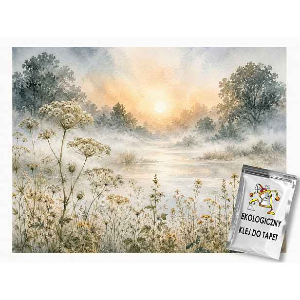 Fototapeta Flizelina Krajina Jezero Trávy Ráno Úsvit Mlhy 368x254 130g