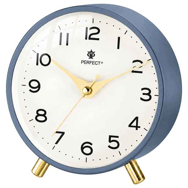 Křemenný budík Perfect Bb 11007 Modrý Tichý Led podsvícení Snooze