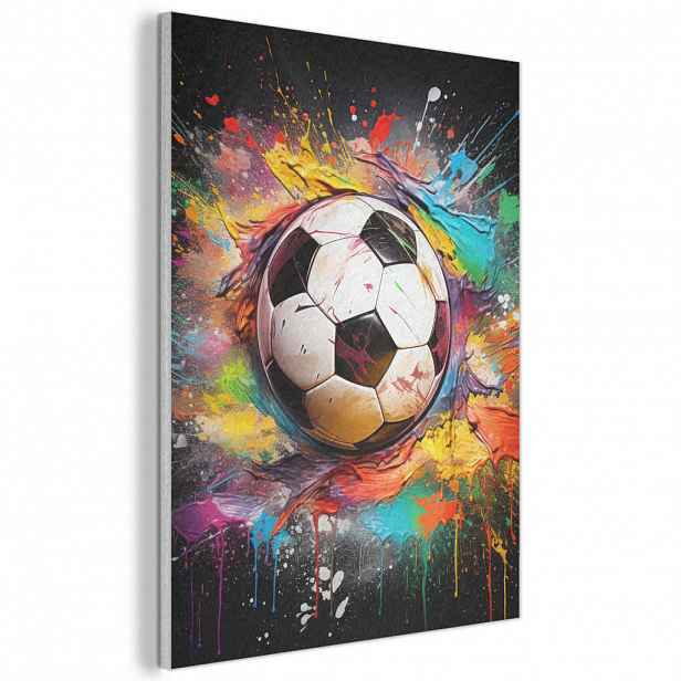 MuchoWow AKUSTICKÝ obraz Fotbal - barva - barvy - černá - bílá 60x80 cm