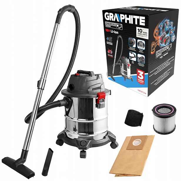 Vysavač dílenský Energy+ 18V pro mokré i suché vysávání bez baterie Graphite