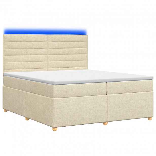 vidaXL Postel boxspring s matrací s čelo Krémová 200 x 200 cm Textil