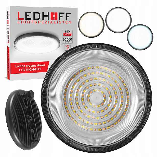 Led průmyslová lampa HighBay Ufo 100W 3 barvy světla pro sklad halu IP65