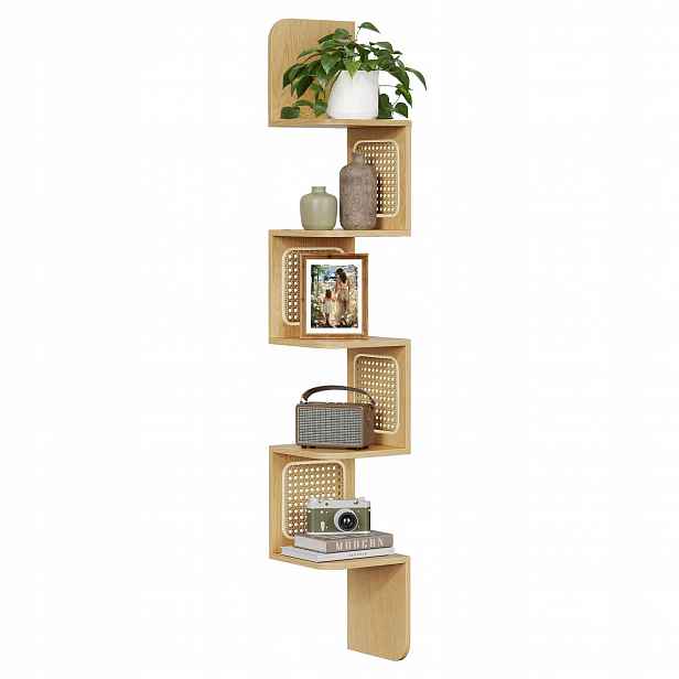 Nástěnný regál Songmics Vasagle 20 cm x 126 cm x 20 cm dub světlý LLS582Y57
