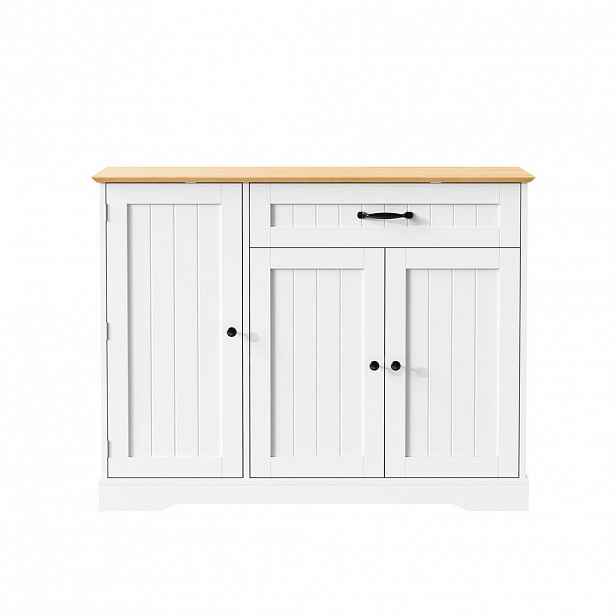 Urban Meuble SIDEBOARD v bílé a přírodní se 3 dvířky a zásuvkou