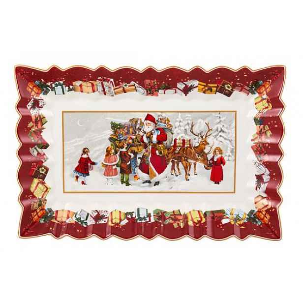 Villeroy & Boch Toy's Fantasy vánoční hluboký podnos, Santa s dětmi, 35 x 23 cm