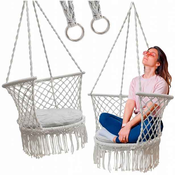 Zahradní houpačka houpací hnízdo s opěradlem, šedá, 80 cm, 150 kg