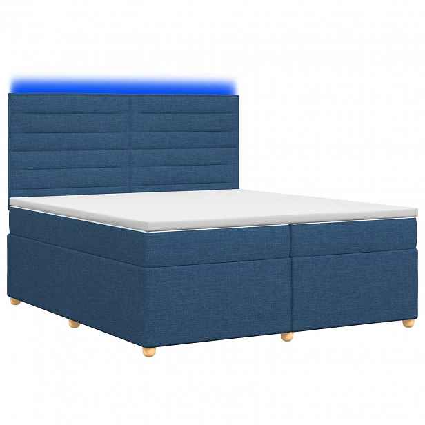 vidaXL Postel boxspring s matrací s čelo Modrá 200 x 200 cm Textil