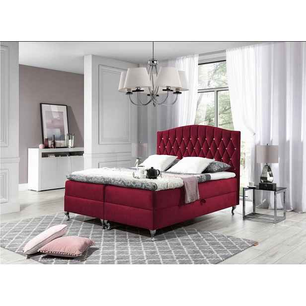 Elegantní postel 180x200 PEGGY - červená + topper ZDARMA