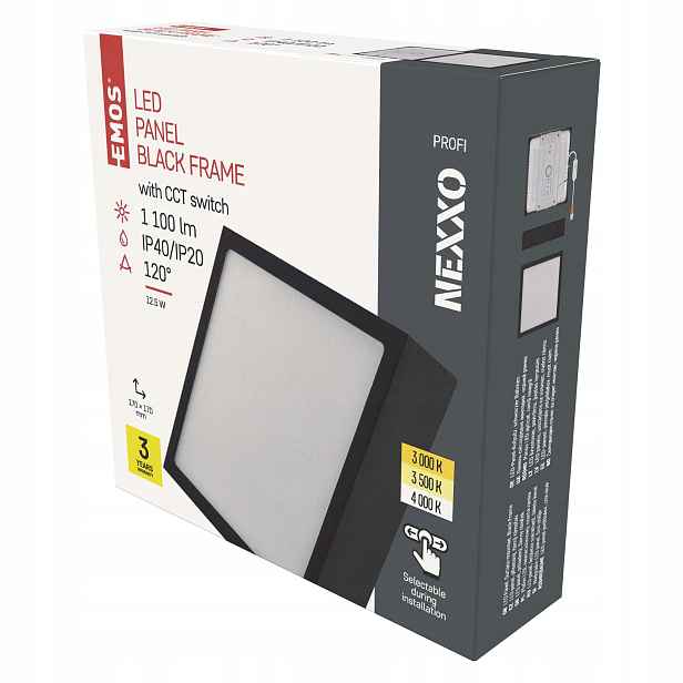Emos Nexxo Led stropní svítidlo 12,5 W černé 170×170 mm