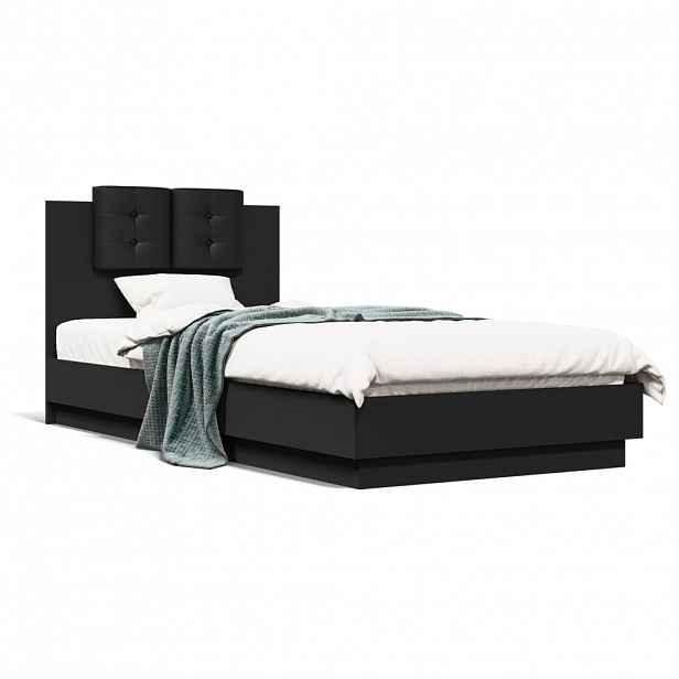 vidaXL Rám postele s čelem černý 100 x 200 cm kompozitní dřevo