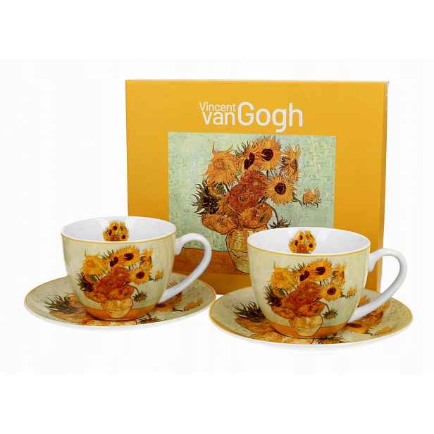 2 šálky na kávu a čaj Gogh porcelán s květinami