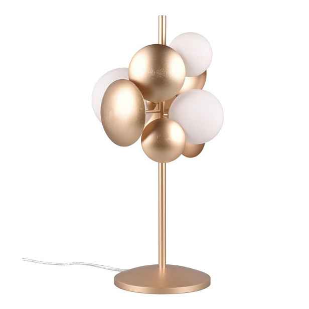 Stolní lampa se skleněným stínidlem ve zlato-bílé barvě (výška 50 cm) Bubble – Trio Select