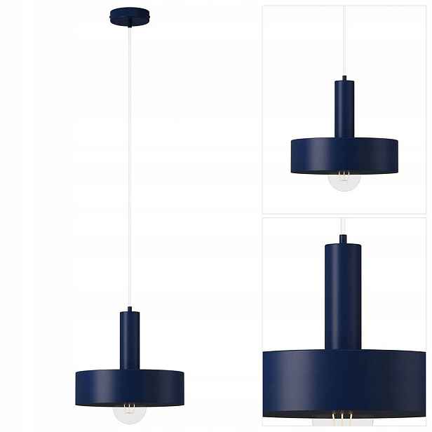 Závěsná lampa modrá Vitrum s vyřezávaným tvarem v jídelně Sigma Lighting