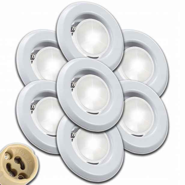 7x Stropní Svítidlo Očko Halogen S Žárovkou 1,5W Neutrální Hotový Set