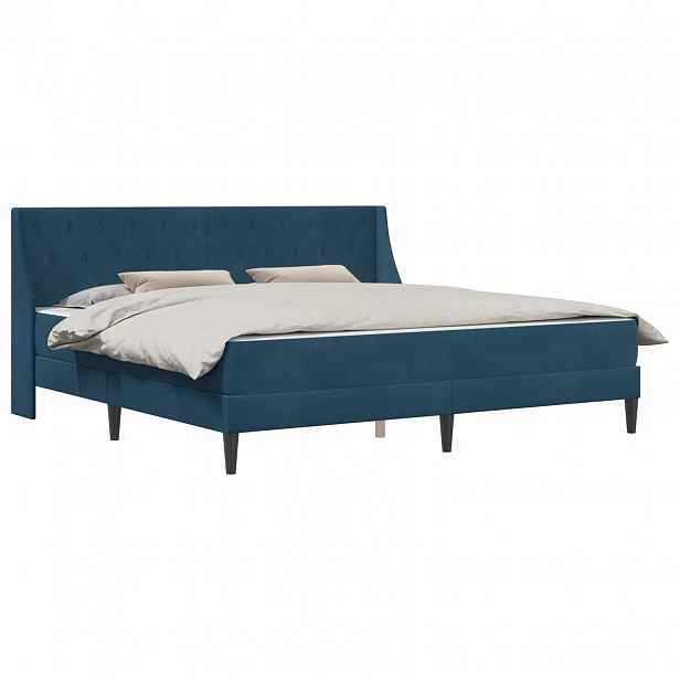 vidaXL Rám postele s matrací Modrá 200 x 200 cm samet