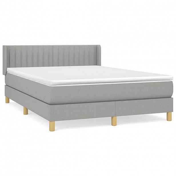 vidaXL Box spring postel s matrací světle šedá 140 x 200 cm textil
