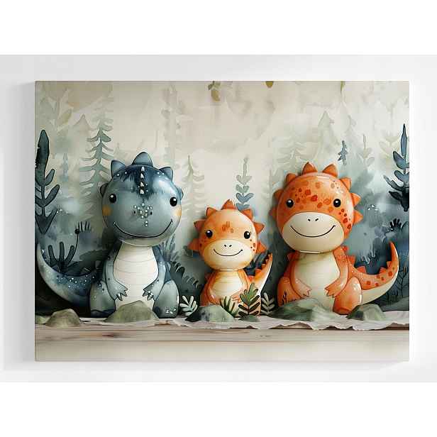 Plakát Zábavní Dinosauři Rodina Máma Táta Portrét 100x75