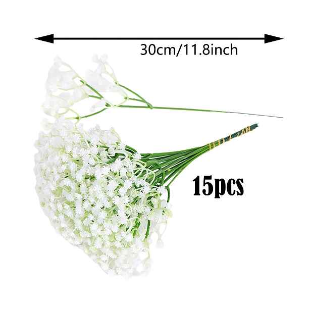 TEMU 15 ks umělé květiny 'S Breath' bílé, velkoobchod s květinami 'S Breath', skutečný dotek malé falešné květiny 'S Breath', umělá kytice 'S Breath'