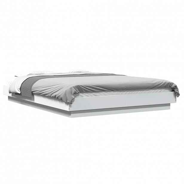 vidaXL Rám postele s LED osvětlením bílý 140 x 200 cm kompozitní dřevo