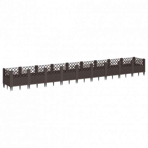 vidaXL Zahradní truhlík s kolíky hnědý 363,5 x 43,5 x 43,5 cm PP